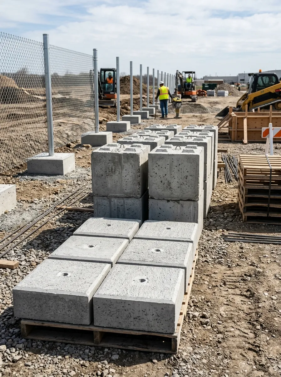Precast cement fence foundation blocks for robust boundary walls in Sharjah