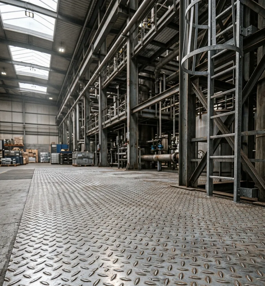Anti-slip chequered plate flooring solutions for industrial use in UAE