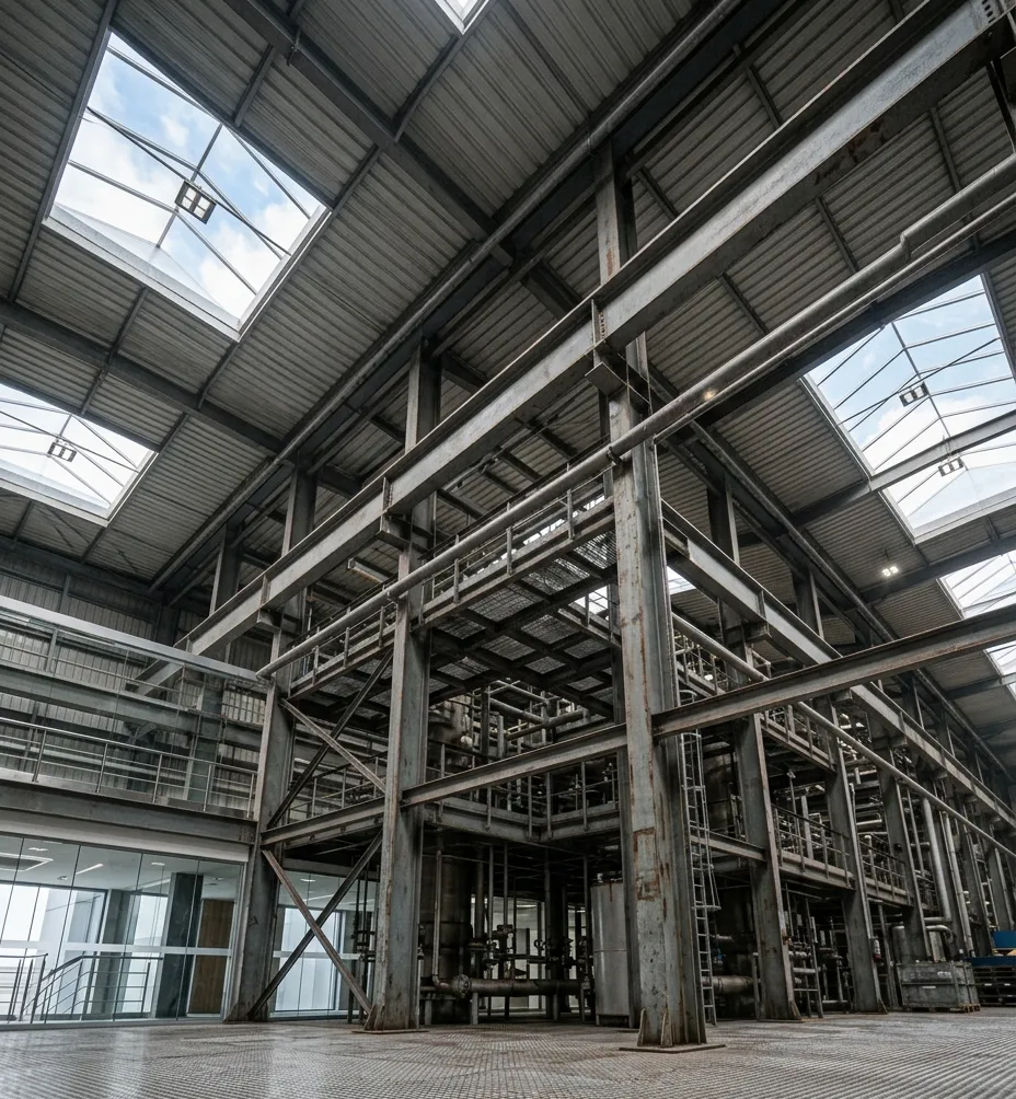 Structural steel framework for commercial construction in UAE